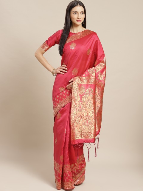 

Saree mall Pink & Golden Woven Design Banarasi Saree