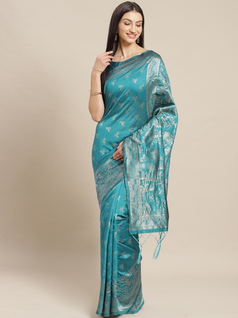 

Saree mall Blue & Golden Woven Design Banarasi Saree