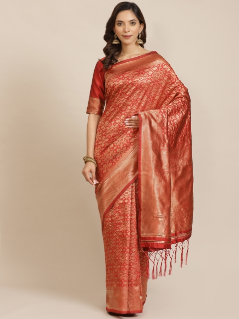 

Saree mall Maroon & Golden Woven Design Banarasi Saree