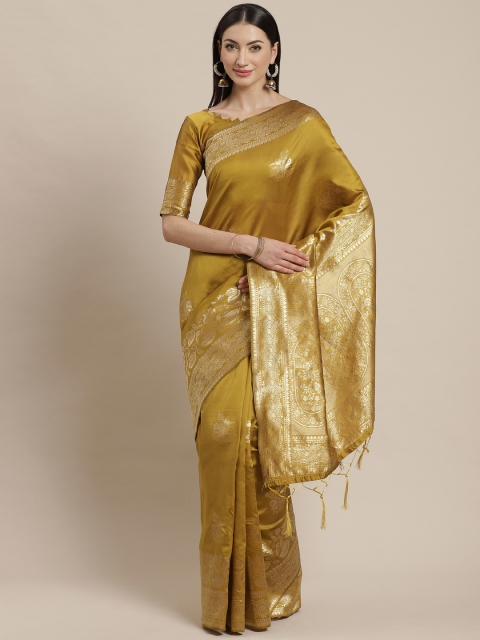 

Saree mall Green & Golden Woven Design Banarasi Saree