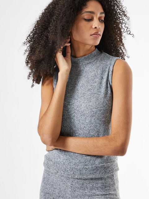 

DOROTHY PERKINS Women Grey Melange Solid Petite Winter Lounge Top