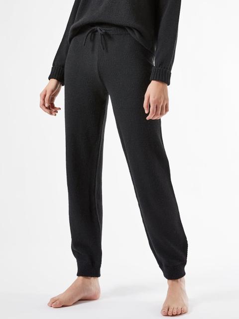 

DOROTHY PERKINS Women Black Ribbed Lounge Joggers