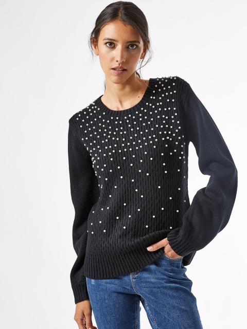 

DOROTHY PERKINS Women Black Embellished Pullover Acrylic Sweater