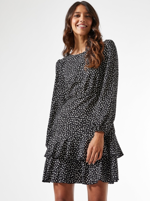 

DOROTHY PERKINS Women Black & White Heart Print A-Line Dress