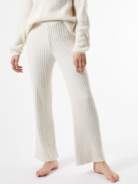 

DOROTHY PERKINS Women Off-White Ribbed Lounge Pants