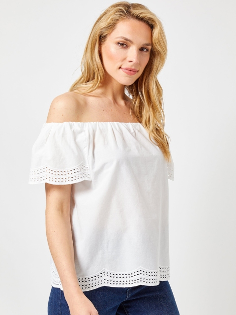 

DOROTHY PERKINS Women White Solid Bardot Top