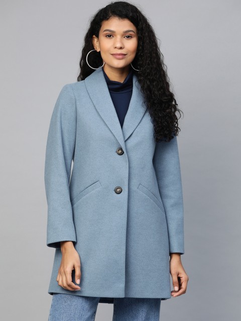 

DOROTHY PERKINS Women Blue Petite Solid Coat