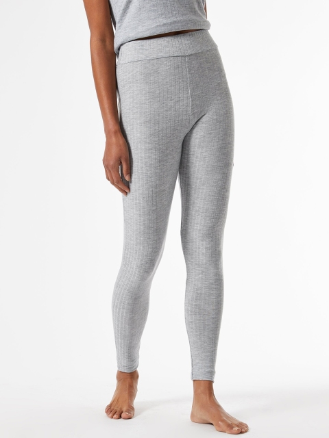 

DOROTHY PERKINS Women Grey Melange Ribbed Lounge Leggings