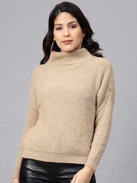 

DOROTHY PERKINS Women Beige Self Design Pullover