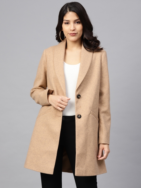 

DOROTHY PERKINS Women Solid Beige Longline Overcoat