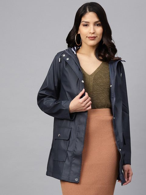 

DOROTHY PERKINS Women Navy Blue Solid Padded Jacket