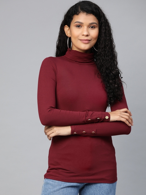 

DOROTHY PERKINS Women Maroon Solid Top