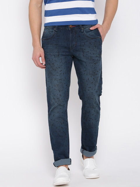 

Yellow Jeans Blue Printed Liquid Fit Stretchable Jeans