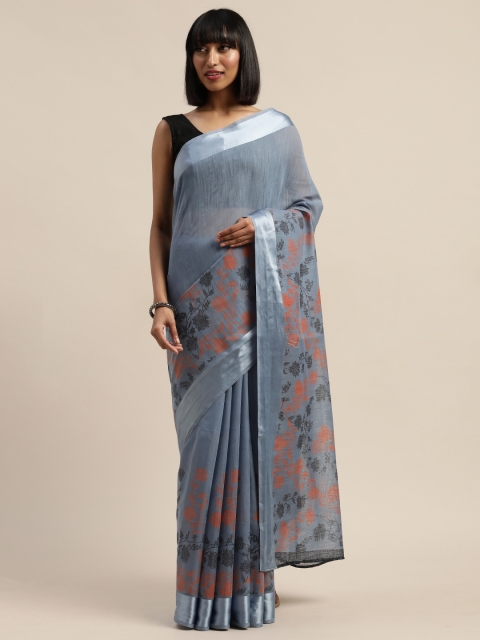 

Mirchi Fashion Blue Printed Polycotton Saree