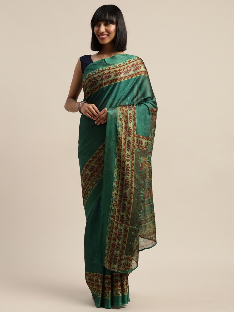 

Mirchi Fashion Green Solid Poly Chiffon Saree