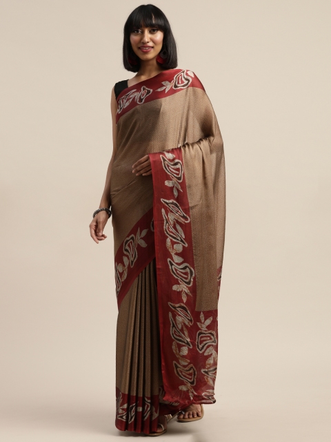 

Mirchi Fashion Brown & Maroon Poly Chiffon Printed Saree