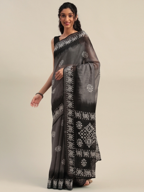 

Mirchi Fashion Grey & White Polycotton Printed Saree