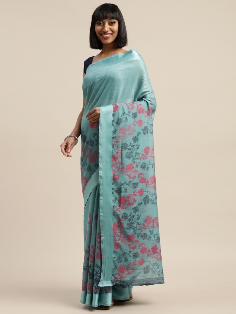 

Mirchi Fashion Sea Green & Pink Polycotton Printed Saree