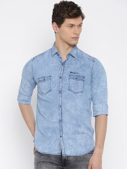 

Yellow Jeans Blue Liquid Fit Casual Shirt
