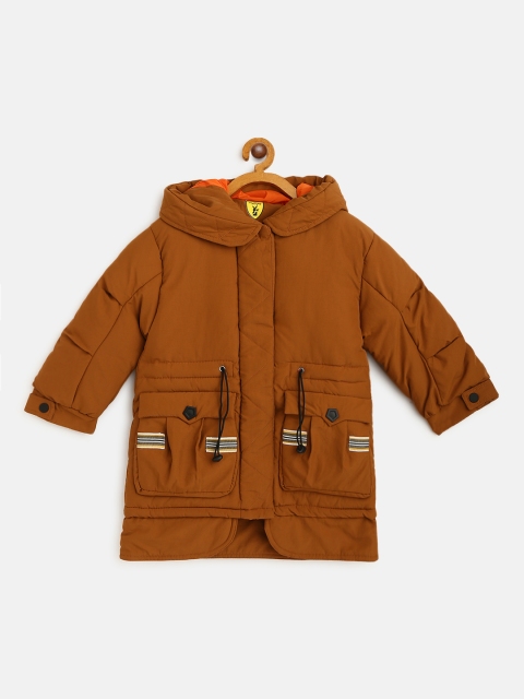 

Lil Lollipop Kids Brown Solid Hooded Padded Jacket