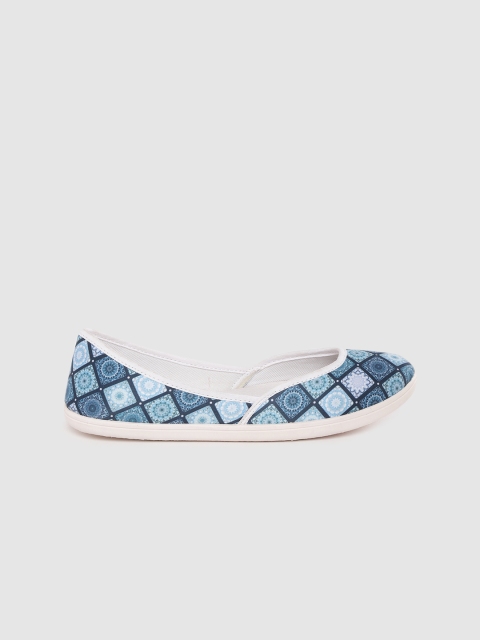 

Anouk Women Blue & White Ethnic Motifs Print Washable Hand-Made Ballerinas