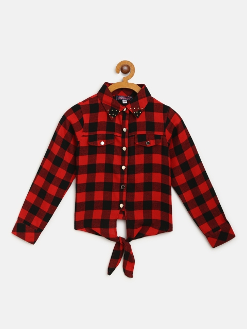 

Natilene Girls Black & Red Regular Fit Checked Casual Shirt