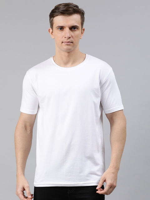 

UNSULLY Men White Solid Round Neck T-shirt