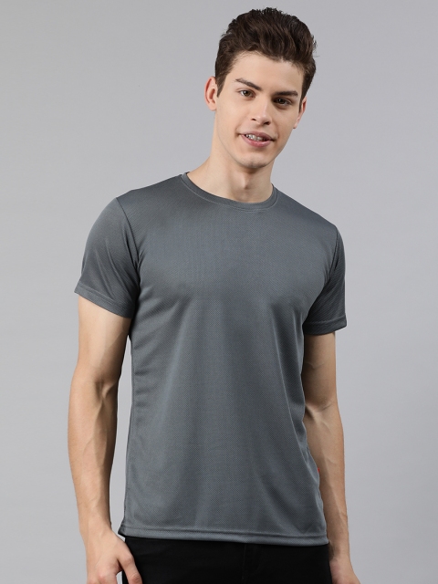 

UNSULLY Men Grey Solid Round Neck T-shirt