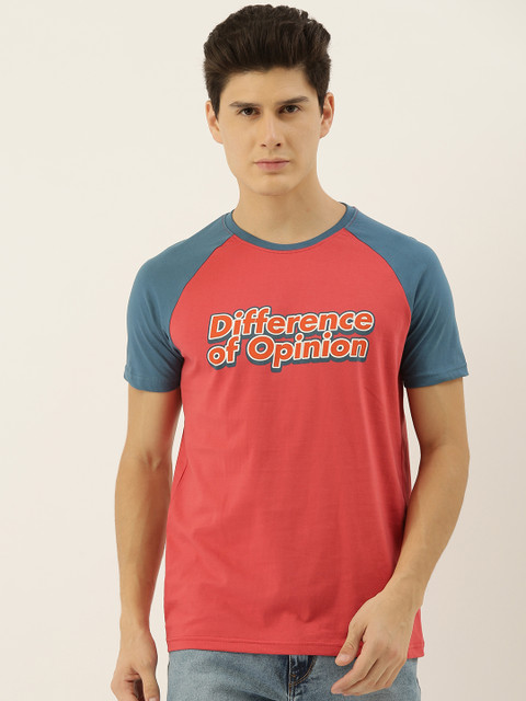 

Difference of Opinion Men Red Printed Round Neck Pure Cotton T-shirt