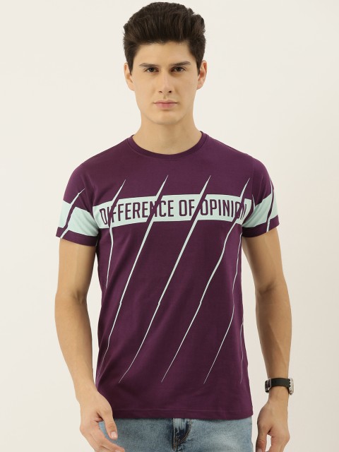 

Difference of Opinion Men Purple Printed Round Neck T-shirt