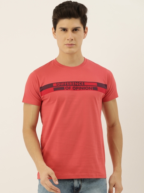 

Difference of Opinion Men Red Brand Logo Printed Round Neck Pure Cotton T-shirt