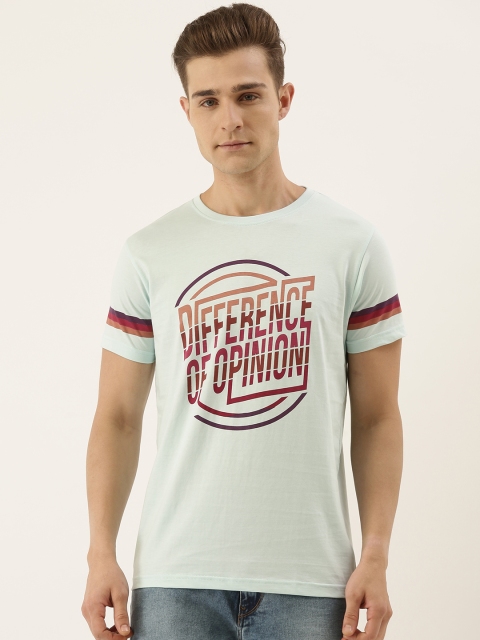 

Difference of Opinion Men Blue Printed Round Neck T-shirt