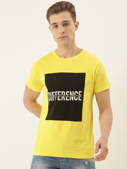 

Difference of Opinion Men Yellow Printed Round Neck Pure Cotton T-shirt