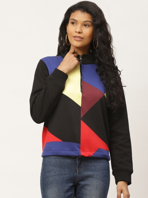 

Rute Women Black & Blue Printed Sweatshirt