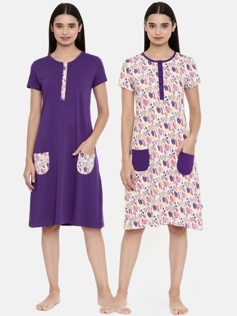 

zebu Purple & Pink Solid Nightdress