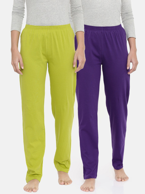 

zebu Women Green & Purple Solid Lounge Pants