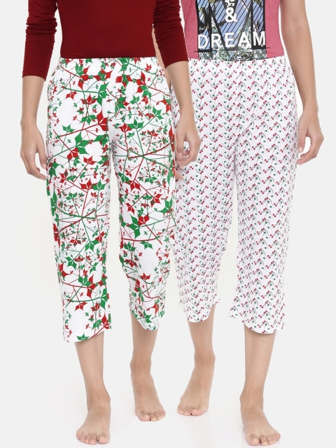 

zebu Women Multicoloured Pack of 2 Printed 3/4th Lounge Pants, Multi