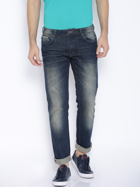 

Flying Machine Navy Washed Slim Stretchable Jeans, Navy blue