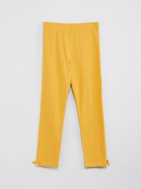 

max Girls Yellow Solid Ankle-Length Leggings