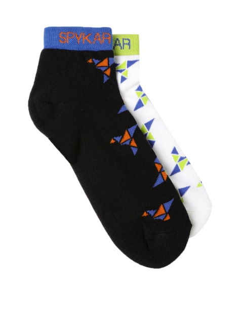 

SPYKAR Men Pack of 2 Ankle-Length Socks, Black