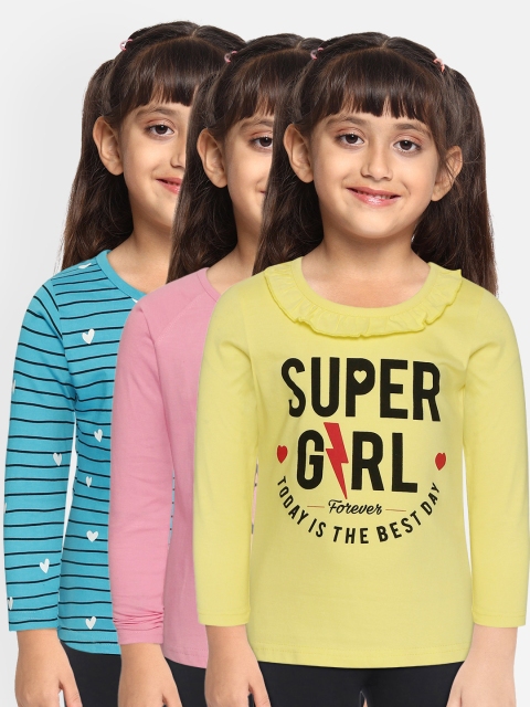 

Eteenz Girls Printed Cotton Pack of 2 T-Shirts & 1 Top, Pink