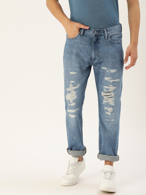 

GAP Men Blue Slim Fit Mid-Rise Highly Distressed Stretchable Jeans