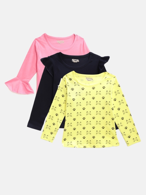 

Eteenz Girls Pack of 3 Printed Tops, Pink