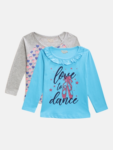 

Eteenz Girls Pack of 2 Printed Tops, Blue