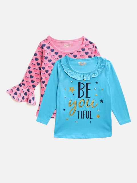 

Eteenz Girls Pack of 2 Printed Tops, Pink