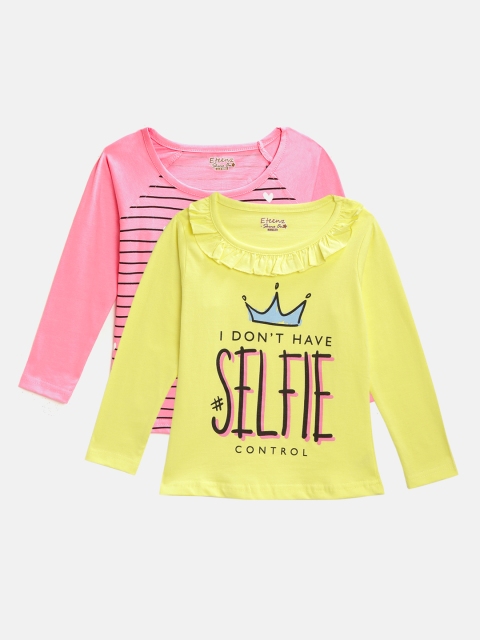 

Eteenz Girls Pack of 2 Printed Tops, Pink