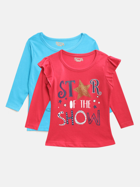 

Eteenz Girls Pack of 2 Printed Tops, Blue