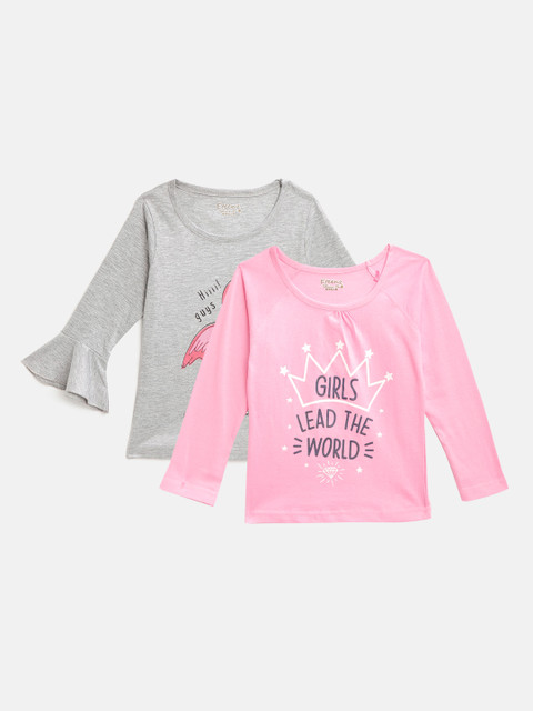 

Eteenz Girls Pack of 2 Printed Tops, Pink