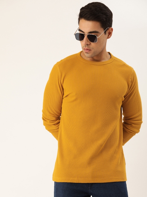 

GAP Men Mustard Yellow Solid Round Neck T-shirt
