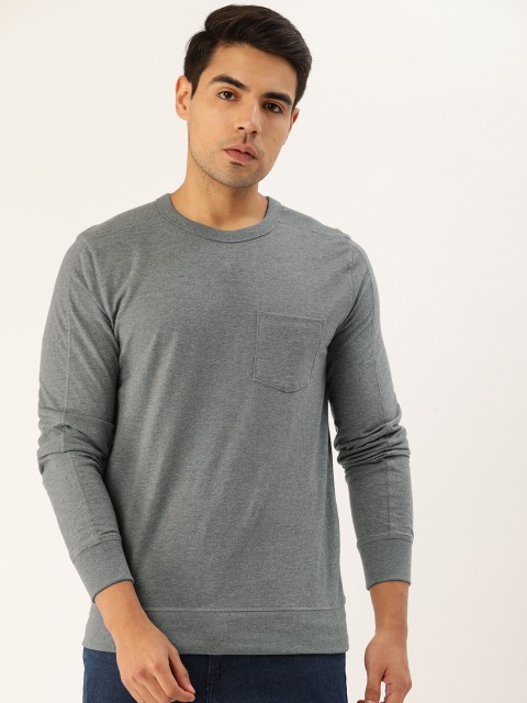 

GAP Men Grey Solid Round Neck T-shirt